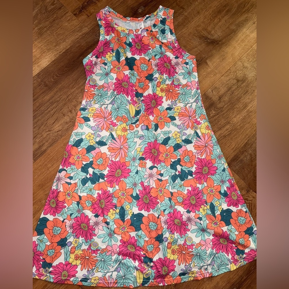 Pink and Orange Halter A-Line Sundress